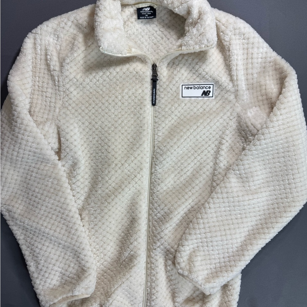 New Balance Women's Cream Sherpa Fleece Full Zip Jacket Size M